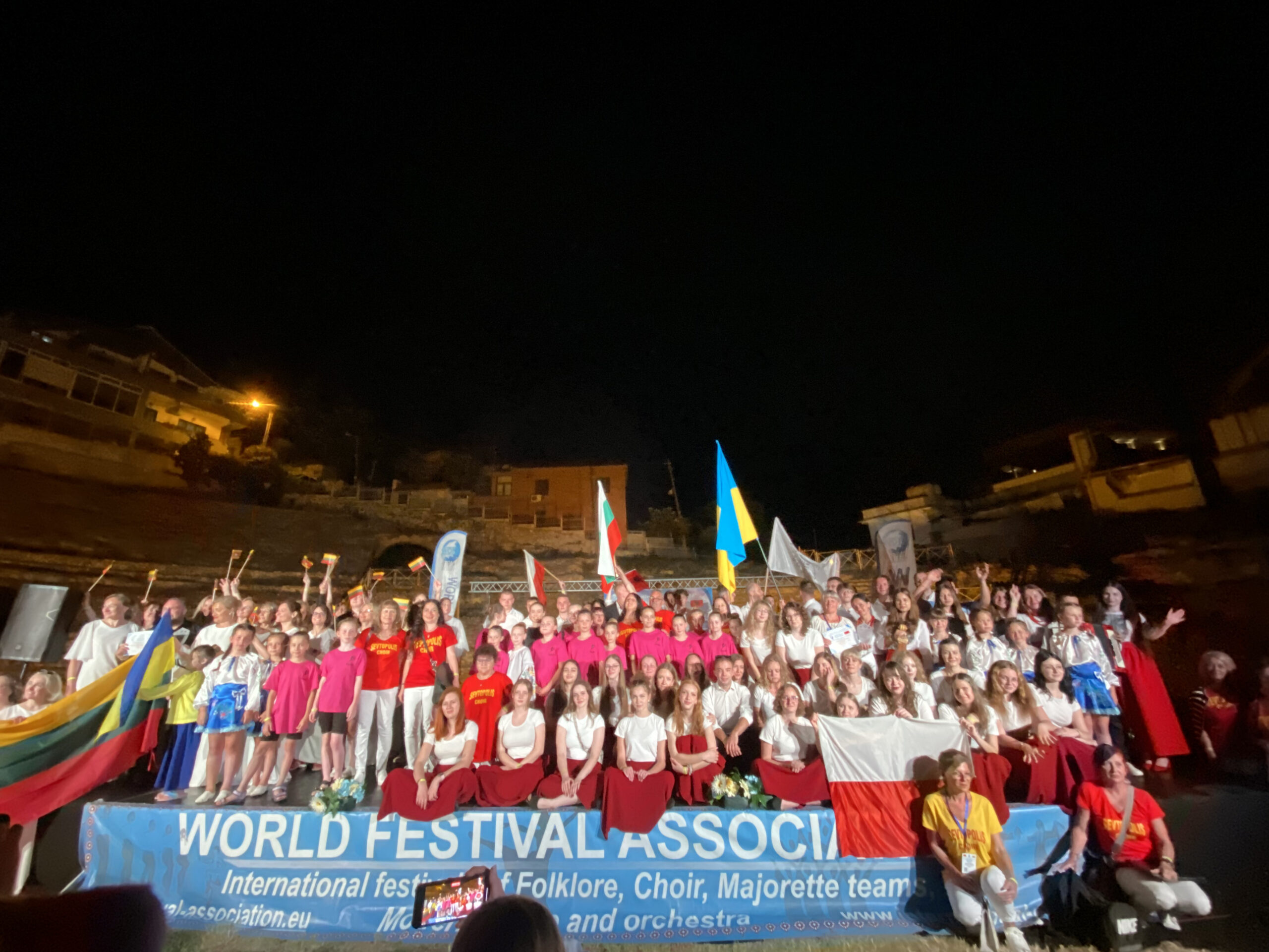 WOFA Folklore Festival in Durres. Groups posing for picture